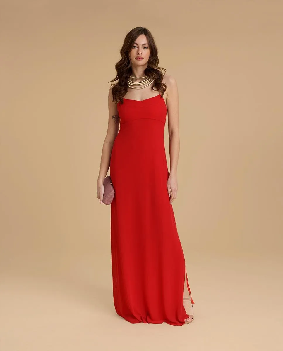 Длинное платье с тонкими бретелями, застегивающимися на спине Veneno En La Piel, красный 
Длинное платье с тонкими бретелями, застегивающимися на спине Veneno En La Piel, красный