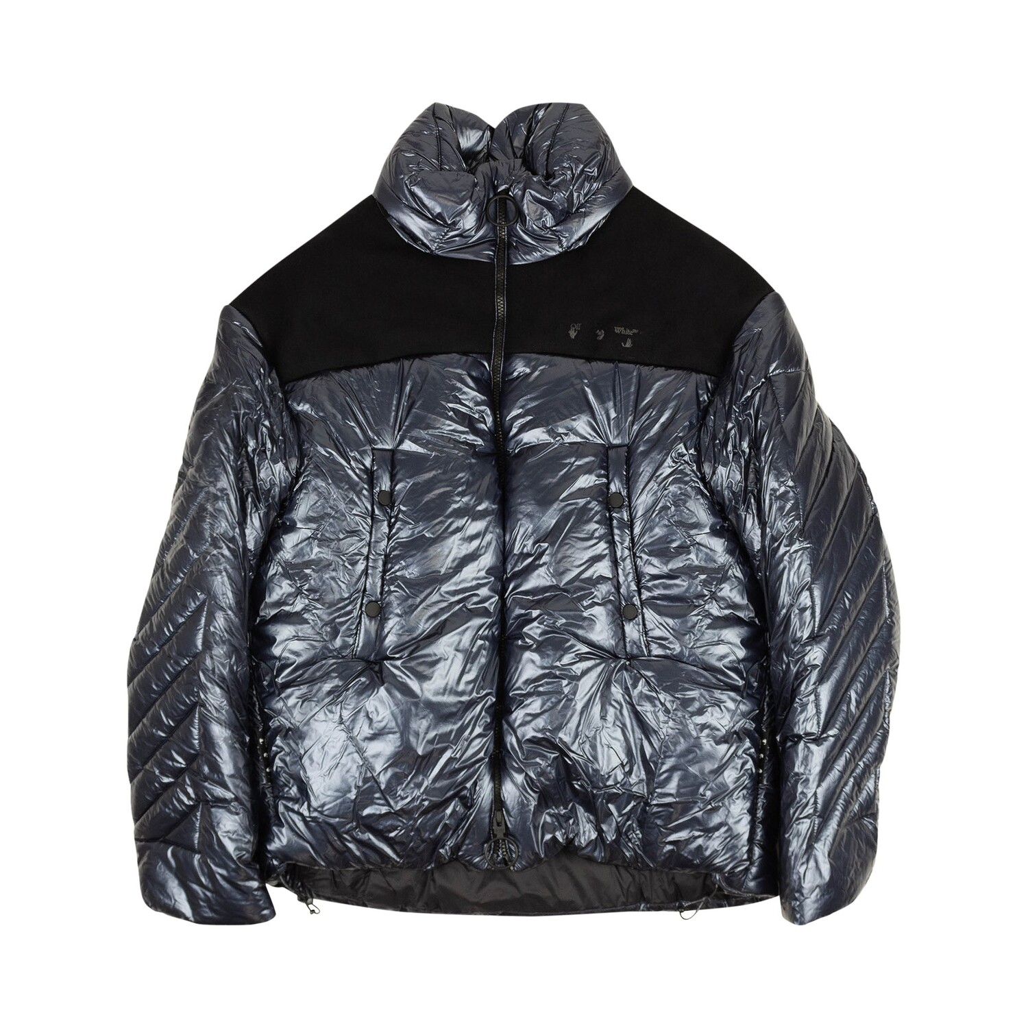 Off-White Блестящий пуховик Темно-синий 
Off-White Блестящий пуховик Темно-синий