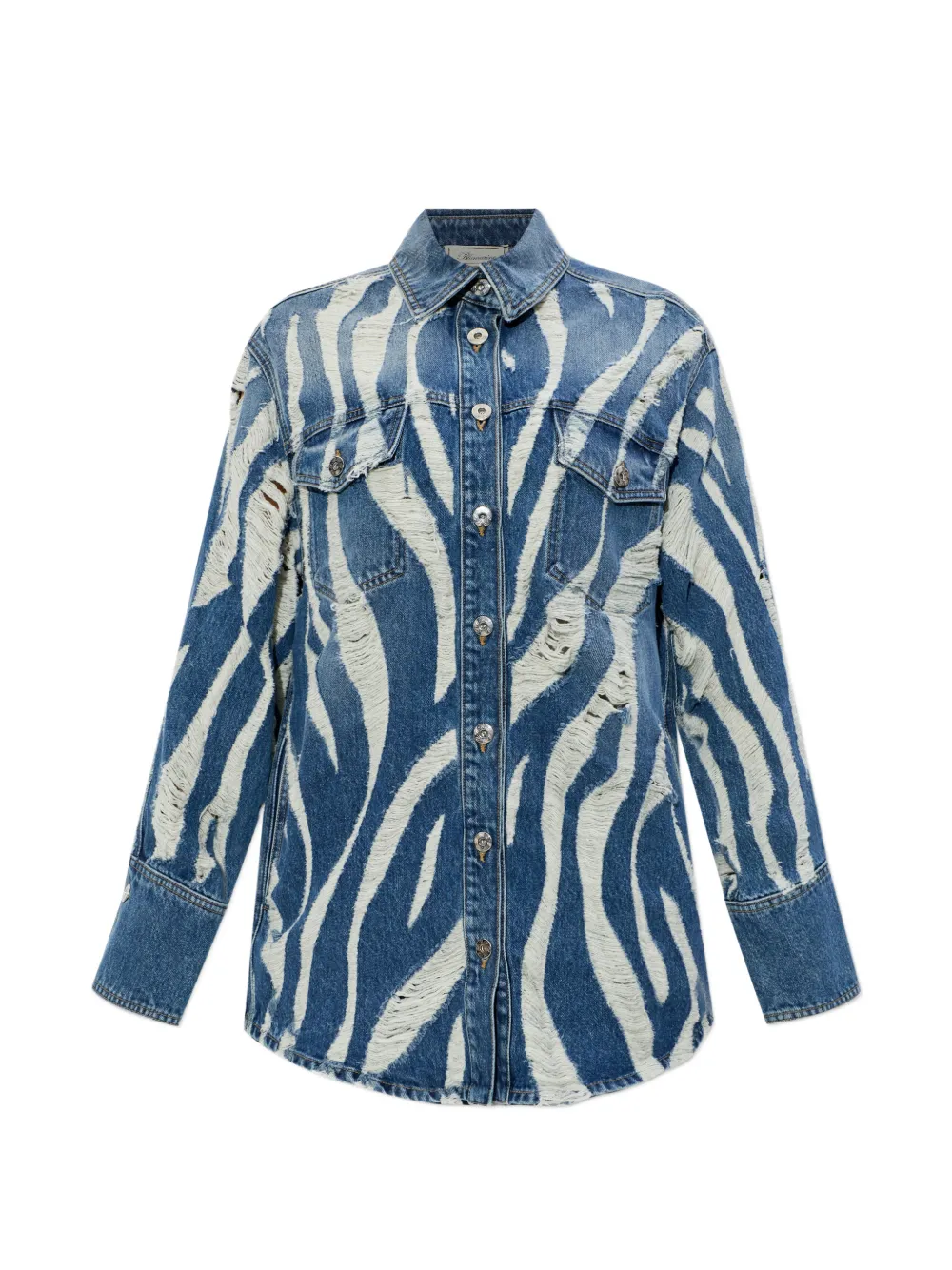 Рубашка из хлопка с эффектом потертости Blumarine, синий
Рубашка из хлопка с эффектом потертости Blumarine, синий
