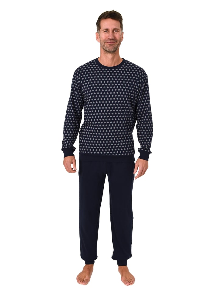 NORMANN Пижама с длинными рукавами и манжетами, уютный трикотаж темно-синего цвета
NORMANN Пижама с длинными рукавами и манжетами, уютный трикотаж темно-синего цвета