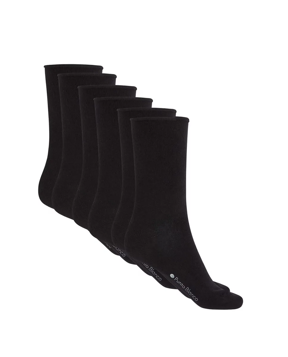 Набор из трех пар однотонных женских коротких носков с закатанными манжетами Punto Blanco, черный
Набор из трех пар однотонных женских коротких носков с закатанными манжетами Punto Blanco, черный