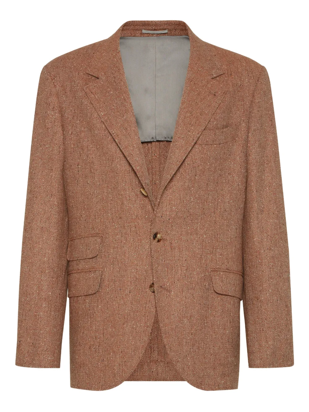 Однобортный пиджак с узором в елочку Brunello Cucinelli, коричневый
Однобортный пиджак с узором в елочку Brunello Cucinelli, коричневый