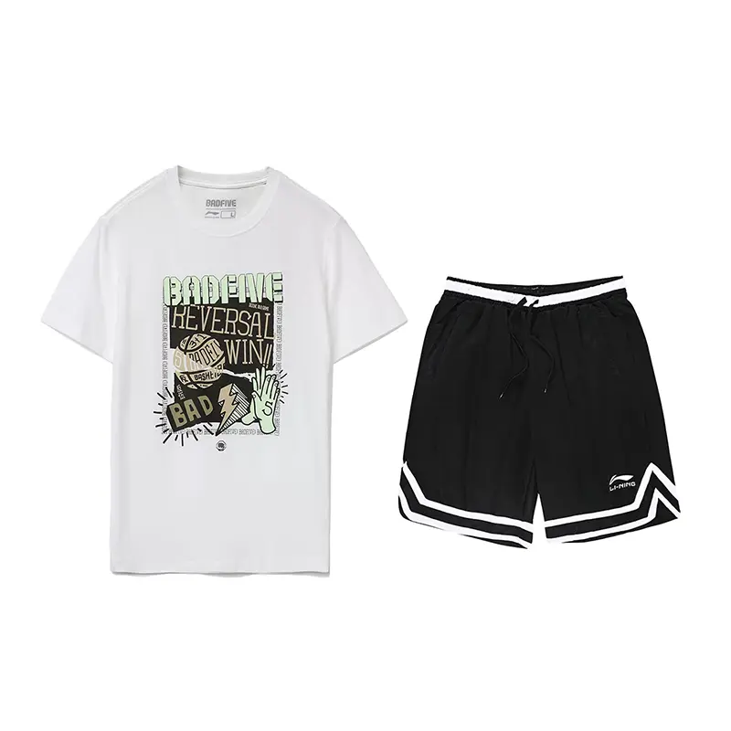 LiNing Повседневная спортивная одежда унисекс, белый short-sleeved shirt+черный competition shorts
LiNing Повседневная спортивная одежда унисекс, белый short-sleeved shirt+черный competition shorts