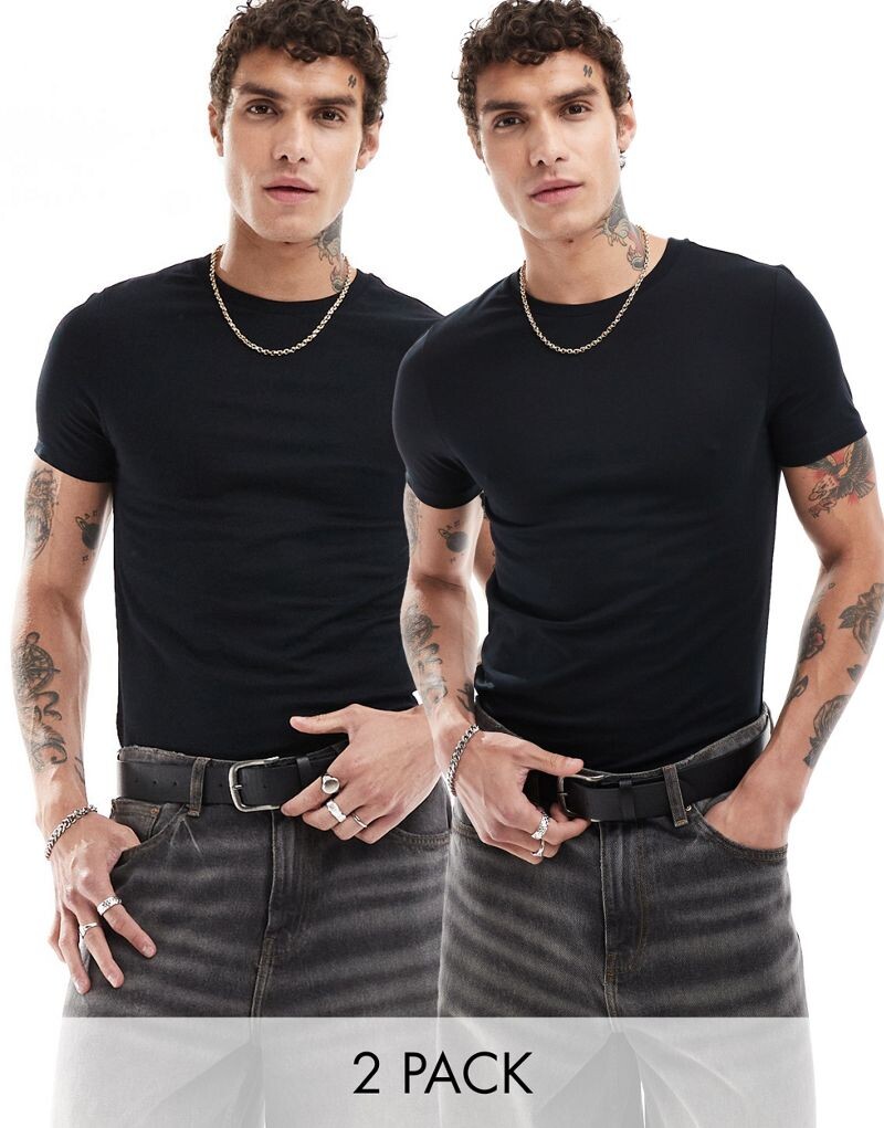 Черная футболка с круглым вырезом и круглым вырезом ASOS DESIGN (2 пары)
Черная футболка с круглым вырезом и круглым вырезом ASOS DESIGN (2 пары)