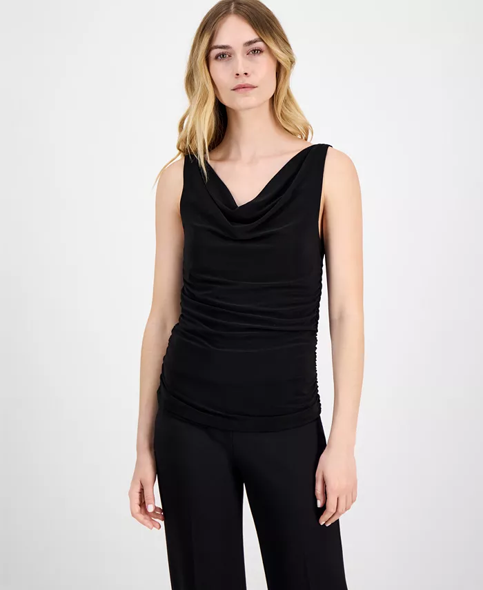 Женский топ из текстурированного крепового трикотажа с драпированным воротником и сборками Anne Klein, черный
Женский топ из текстурированного крепового трикотажа с драпированным воротником и сборками Anne Klein, черный