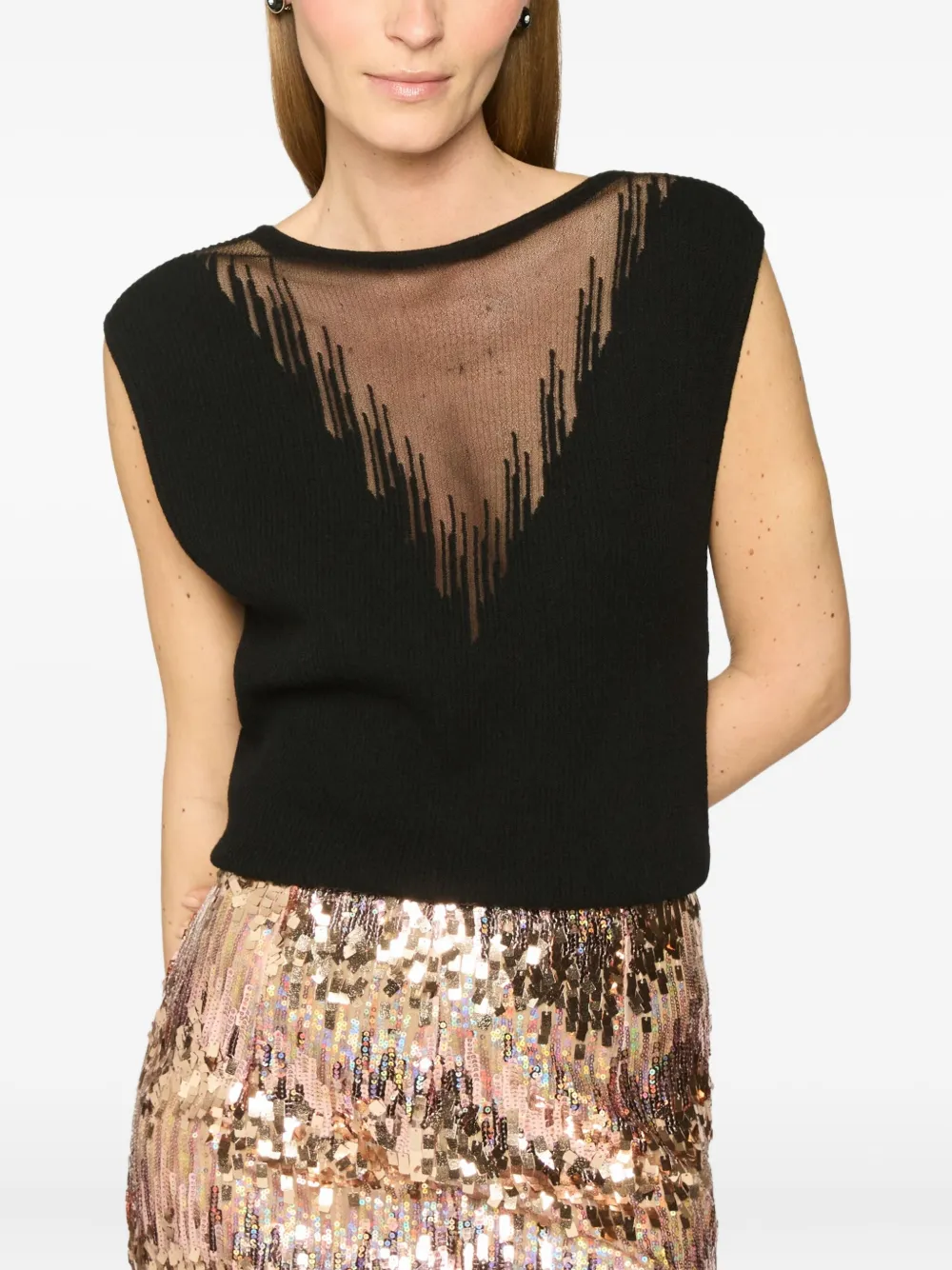 Топ в рубчик с прозрачной вставкой Genny, черный
Топ в рубчик с прозрачной вставкой Genny, черный