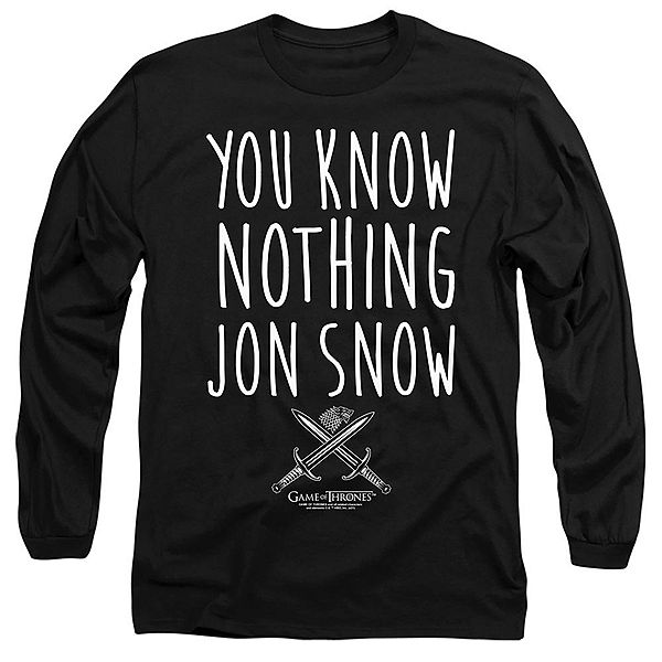 Футболка с длинным рукавом для взрослых Game of Thrones You Know Nothing Jon Snow Licensed Character
Футболка с длинным рукавом для взрослых Game of Thrones You Know Nothing Jon Snow Licensed Character