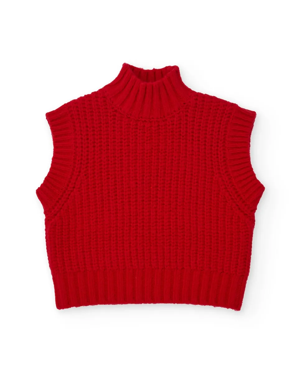 Красный вязаный жилет для девочки с высоким воротником Tuc tuc
Красный вязаный жилет для девочки с высоким воротником Tuc tuc