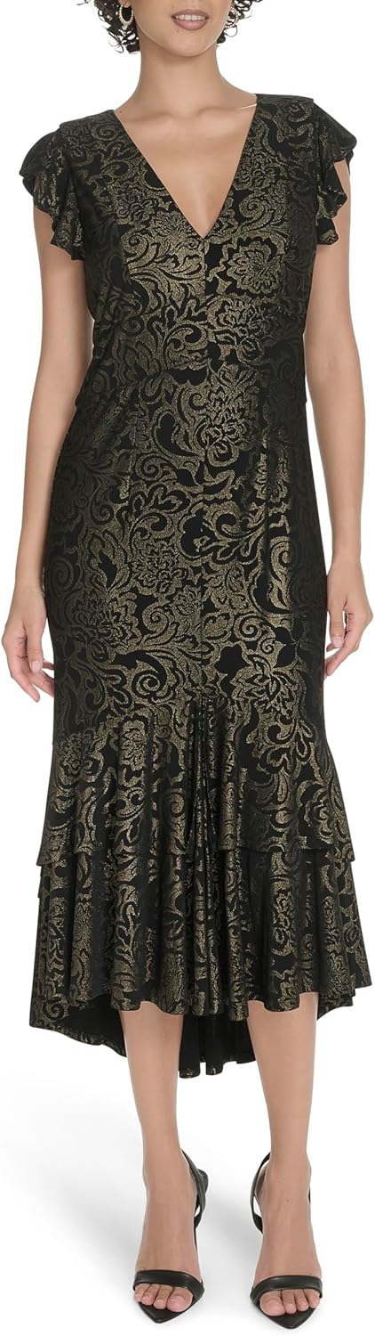 Женское платье-миди с рукавами-крылышками и V-образным вырезом Tommy Hilfiger в стиле ампир, Black/Gold
Женское платье-миди с рукавами-крылышками и V-образным вырезом Tommy Hilfiger в стиле ампир, Black/Gold