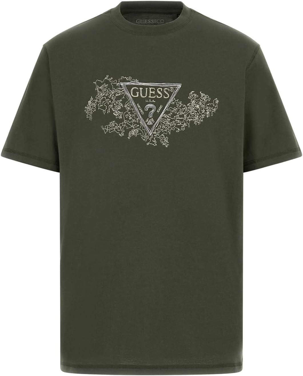 Мужская футболка GUESS Eco с коротким рукавом и вышивкой в виде треугольника, Green Depths
Мужская футболка GUESS Eco с коротким рукавом и вышивкой в виде треугольника, Green Depths