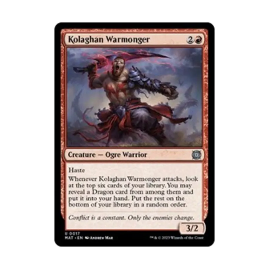 CCG Колаган Разжигатель войны (U), MTG - March of the Machine: The Aftermath 
CCG Колаган Разжигатель войны (U), MTG - March of the Machine: The Aftermath