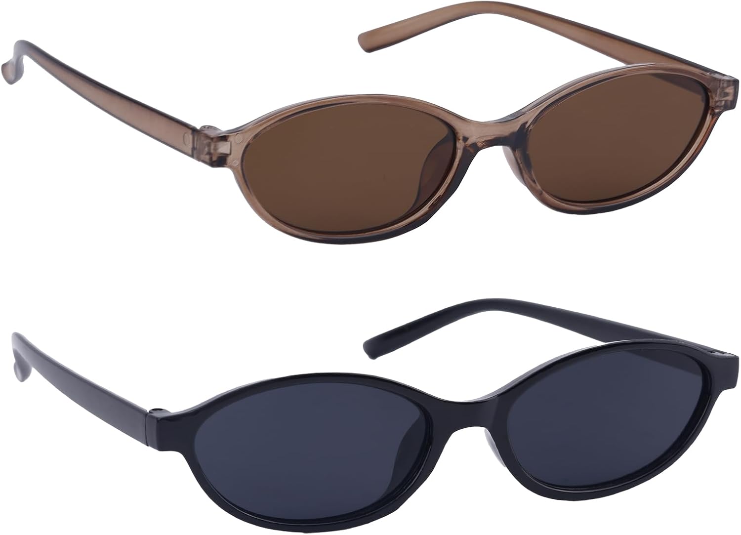 2 пары овальных солнцезащитных очков для женщин, черные с коричневыми в стиле ретро, овальные солнцезащитные очки «кошачий глаз», легкие, стильные летние аксессуары для женщин Mikovivi, black
2 пары овальных солнцезащитных очков для женщин, черные с коричневыми в стиле ретро, овальные солнцезащитные очки «кошачий глаз», легкие, стильные летние аксессуары для женщин Mikovivi, black