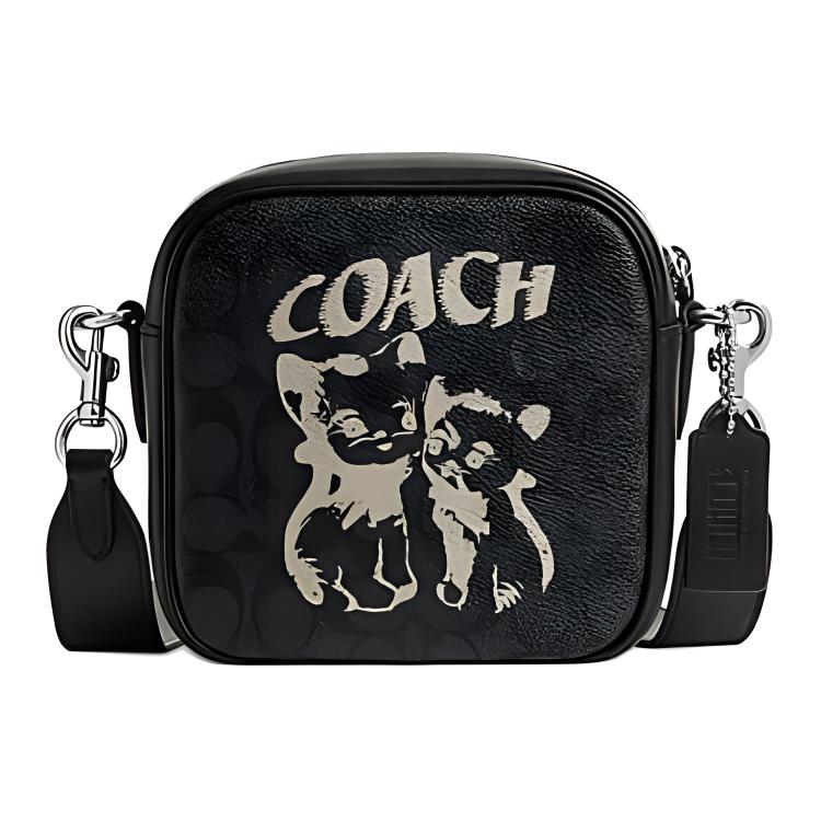 Коллаборация LIL NAS Фотоаппарат Холст С Сумкой Для Фотоаппарата Из Теленка, Сумка Через Плечо, Кроссбоди Трумейтс Женская Черная COACH