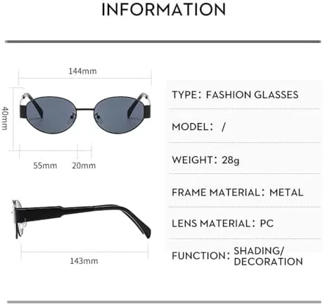 Солнцезащитные очки в стиле ретро-панк овальной формы для женщин и мужчин, винтажные, в маленькой металлической оправе, с защитой от УФ-излучения UV400 MTZJH, 4
Солнцезащитные очки в стиле ретро-панк овальной формы для женщин и мужчин, винтажные, в маленькой металлической оправе, с защитой от УФ-излучения UV400 MTZJH, 4