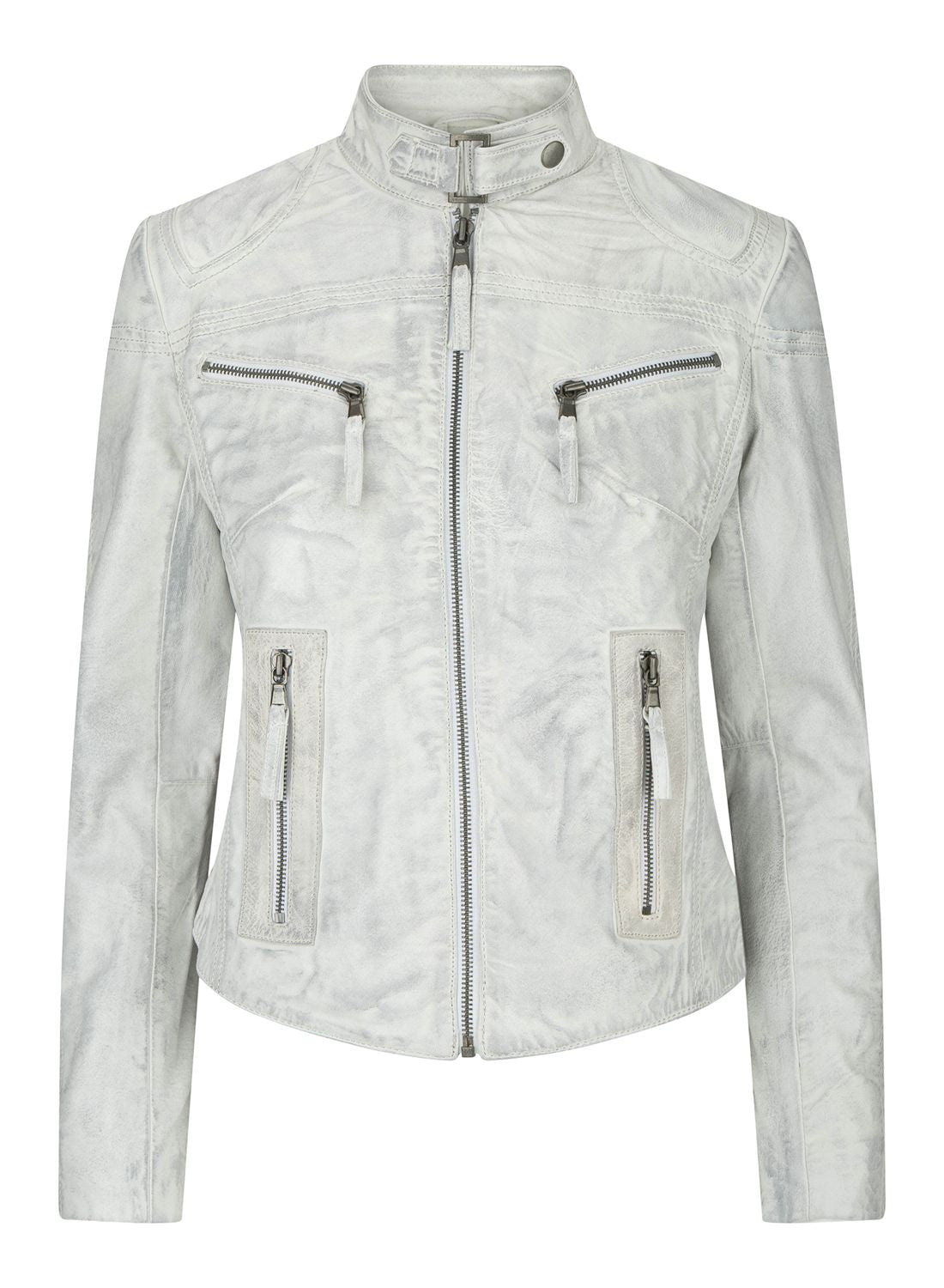 Настоящая кожаная винтажная приталенная байкерская куртка TruClothing, белый
Настоящая кожаная винтажная приталенная байкерская куртка TruClothing, белый