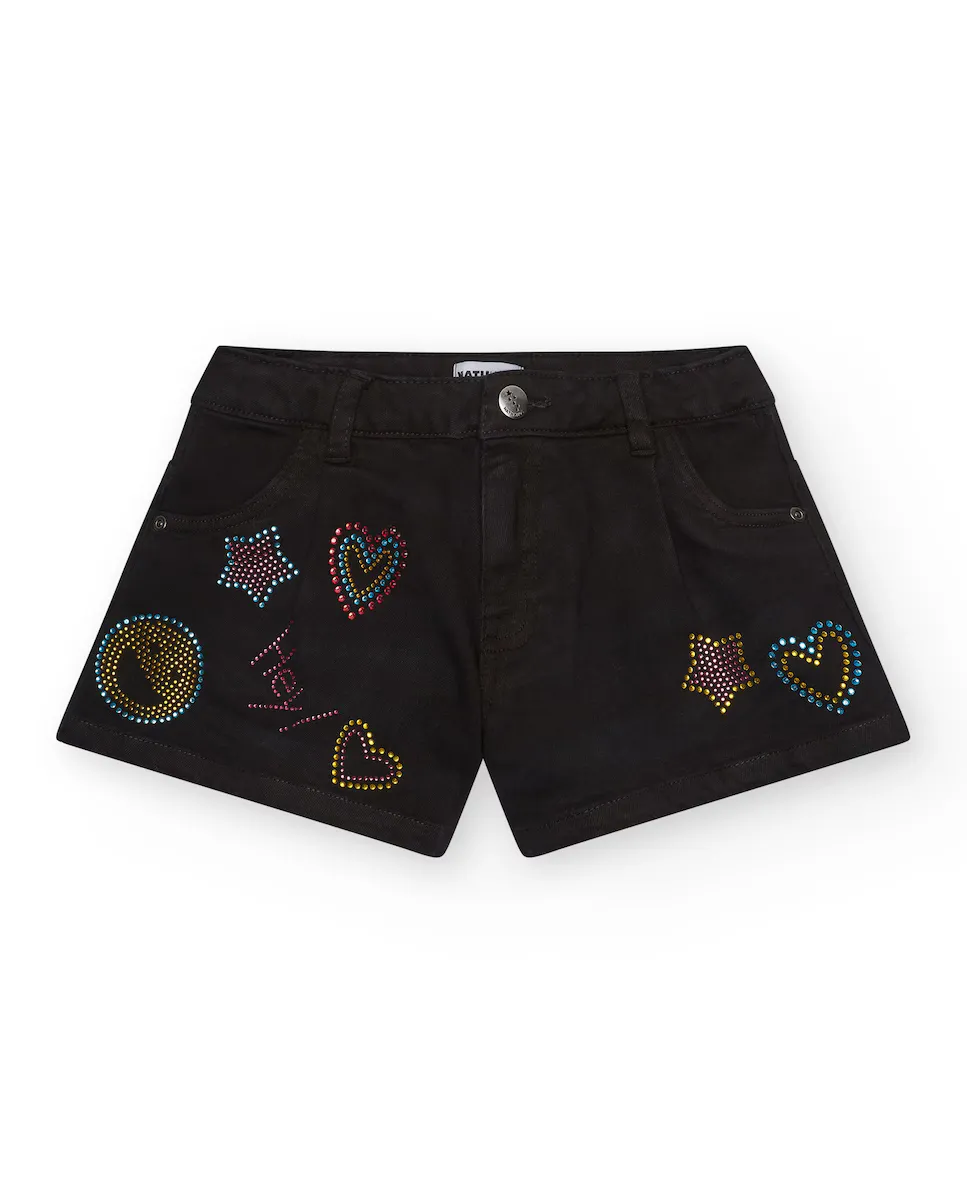 Черные шорты для девочки с цветными заклепками Tuc tuc, черный
Черные шорты для девочки с цветными заклепками Tuc tuc, черный