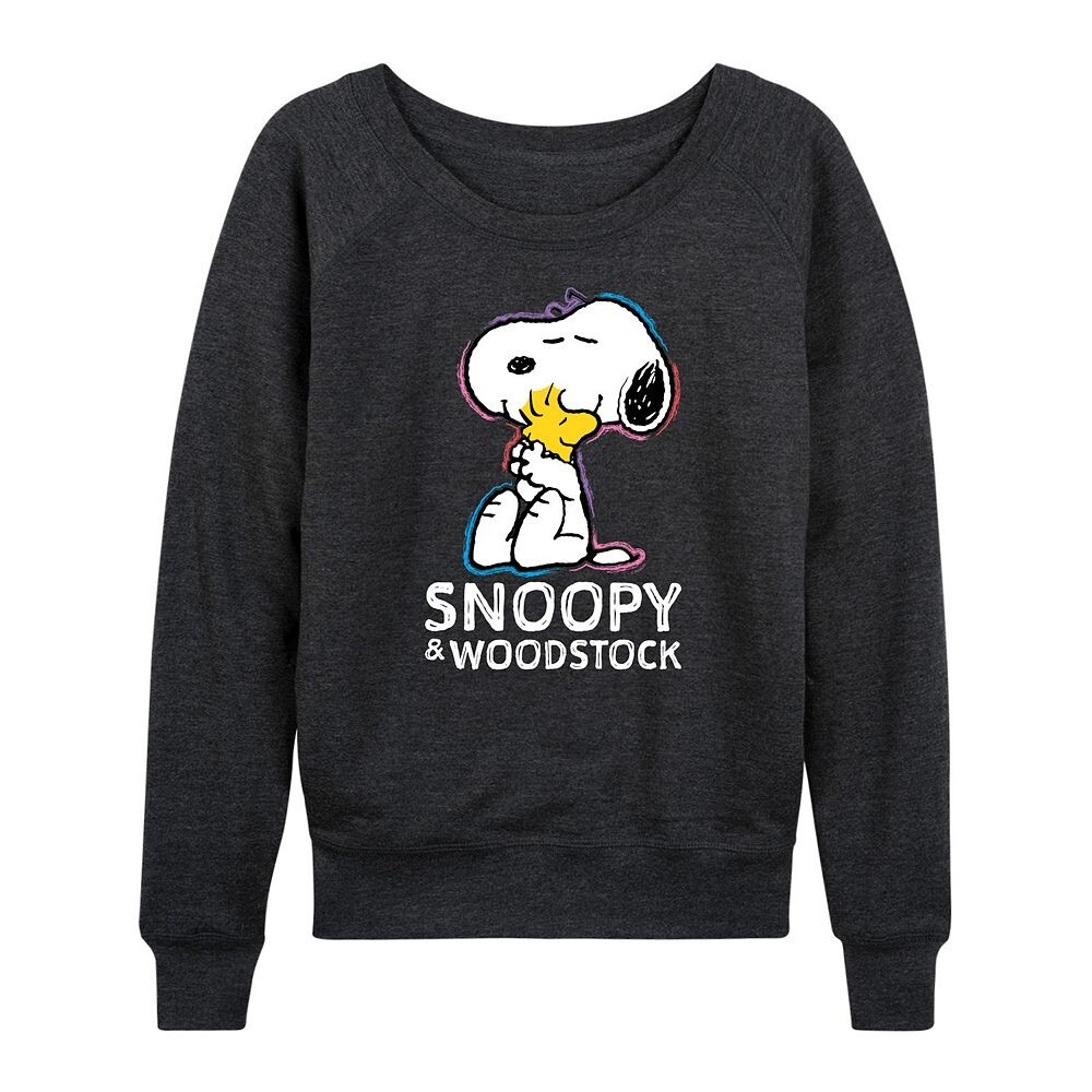 Женский легкий свитшот из френч терри Peanuts Snoopy & Woodstock Licensed Character, цвет Heather Charcoal Gray 
Женский легкий свитшот из френч терри Peanuts Snoopy & Woodstock Licensed Character, цвет Heather Charcoal Gray