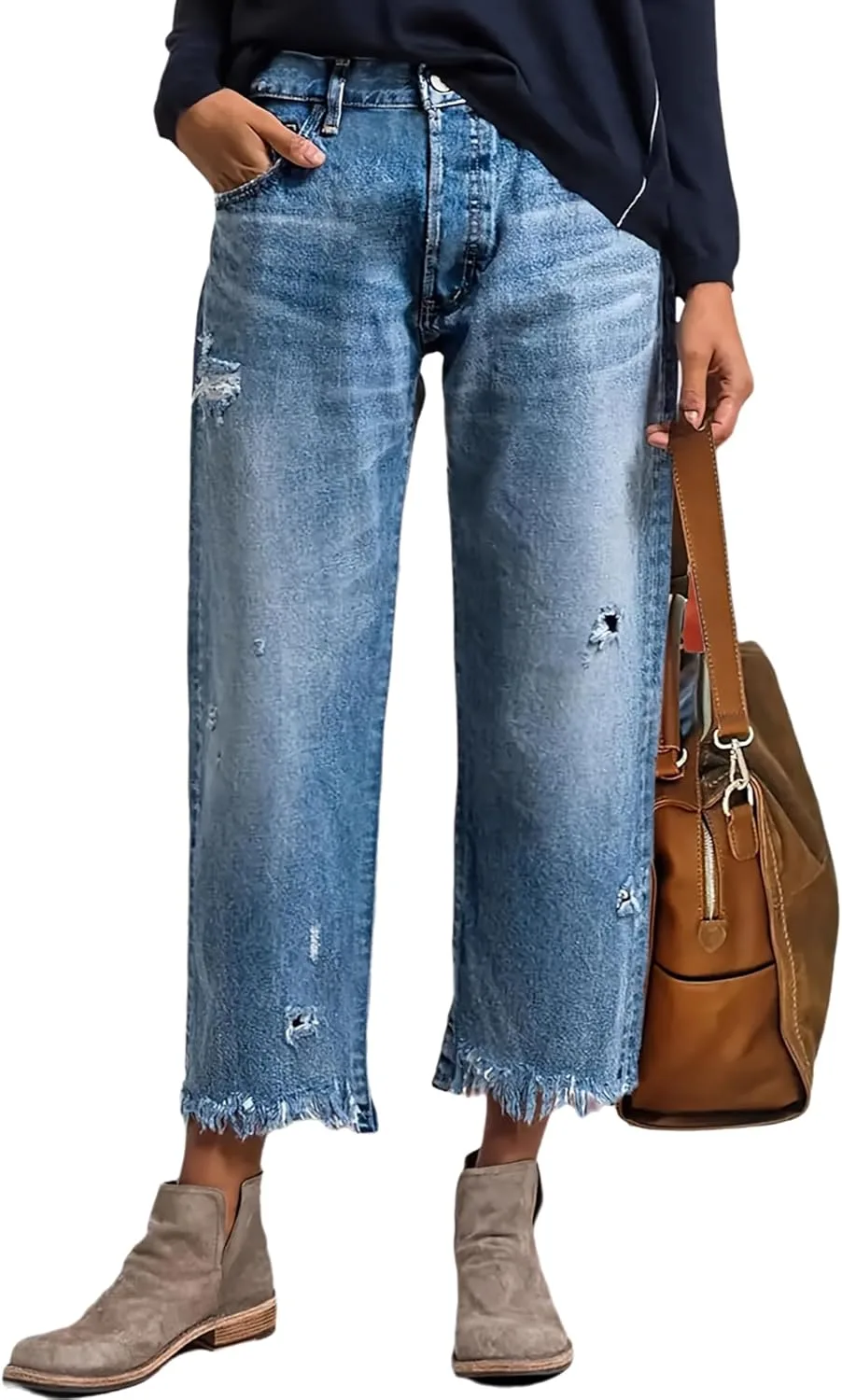 Женские рваные джинсы прямого кроя с высокой посадкой и необработанным краем QLAUYIOE
Женские рваные джинсы прямого кроя с высокой посадкой и необработанным краем QLAUYIOE