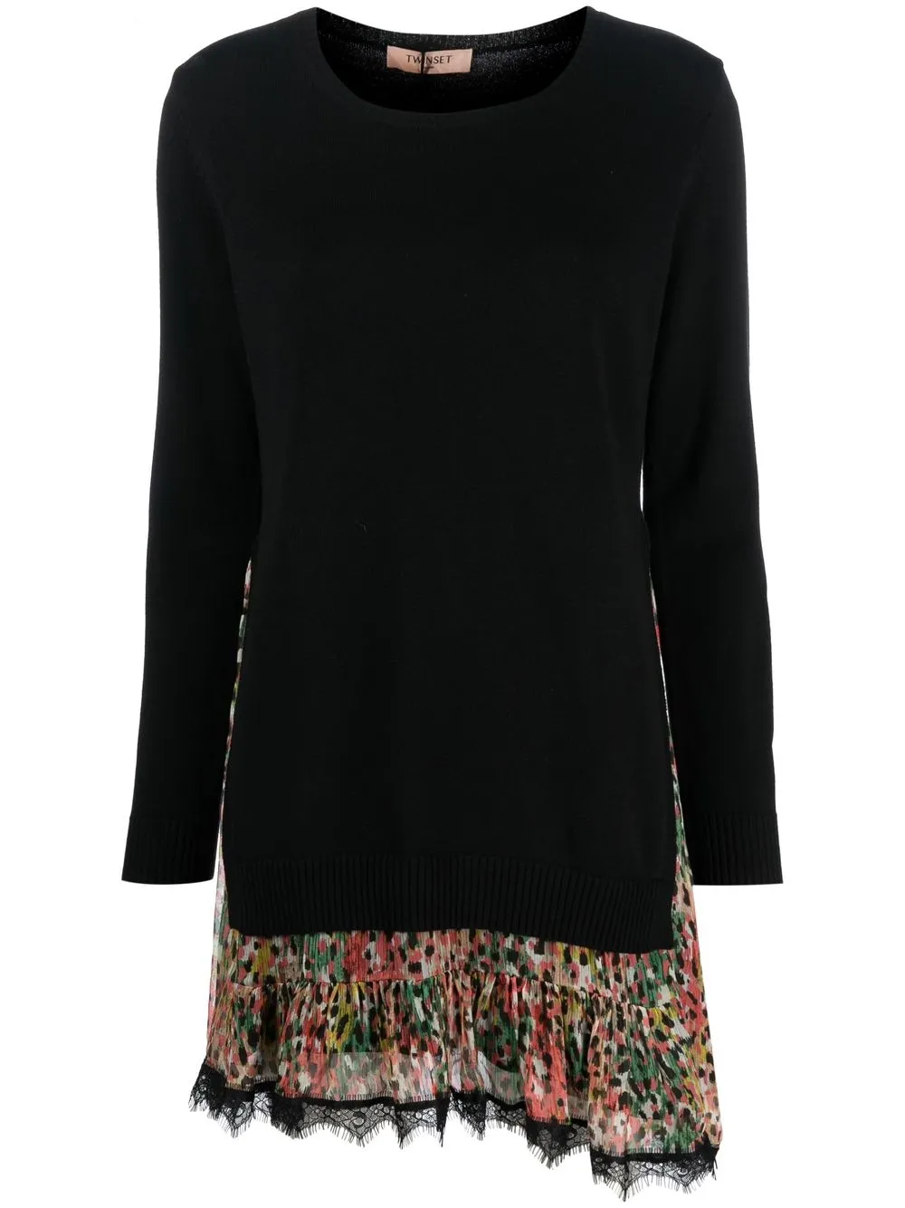 Трикотажное платье мини с контрастными вставками Twinset, черный
Трикотажное платье мини с контрастными вставками Twinset, черный