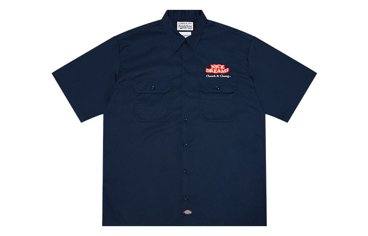 Рубашка унисекс темно-синяя Dickies, темно-синий 
Рубашка унисекс темно-синяя Dickies, темно-синий