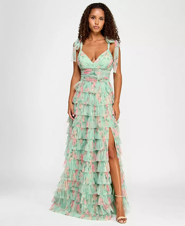 Женское платье с цветочным принтом, рюшами и завязками на плечах Juniors' Floral Ruffle-Tiered Tie-Shoulder Gown B Darlin, зеленый
Женское платье с цветочным принтом, рюшами и завязками на плечах Juniors' Floral Ruffle-Tiered Tie-Shoulder Gown B Darlin, зеленый