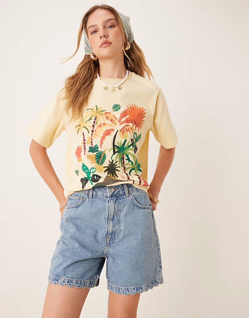 Джинсовые шорты с фестончатым краем, средне-синего цвета Asos Design
Джинсовые шорты с фестончатым краем, средне-синего цвета Asos Design