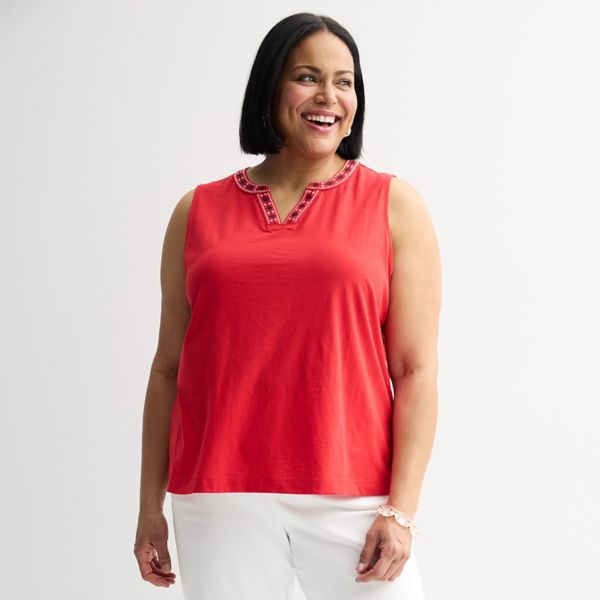 Плюс сайз майка с вышитым краем Croft & Barrow, цвет garden poppy
Плюс сайз майка с вышитым краем Croft & Barrow, цвет garden poppy