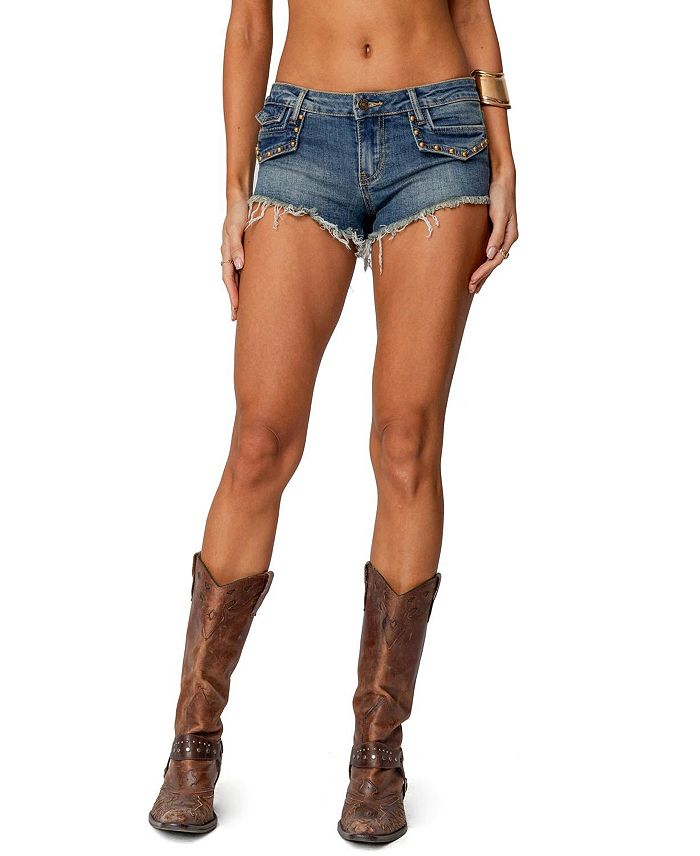 Джинсовые мини-шорты с заклепками и низкой посадкой Edikted, синий
Джинсовые мини-шорты с заклепками и низкой посадкой Edikted, синий