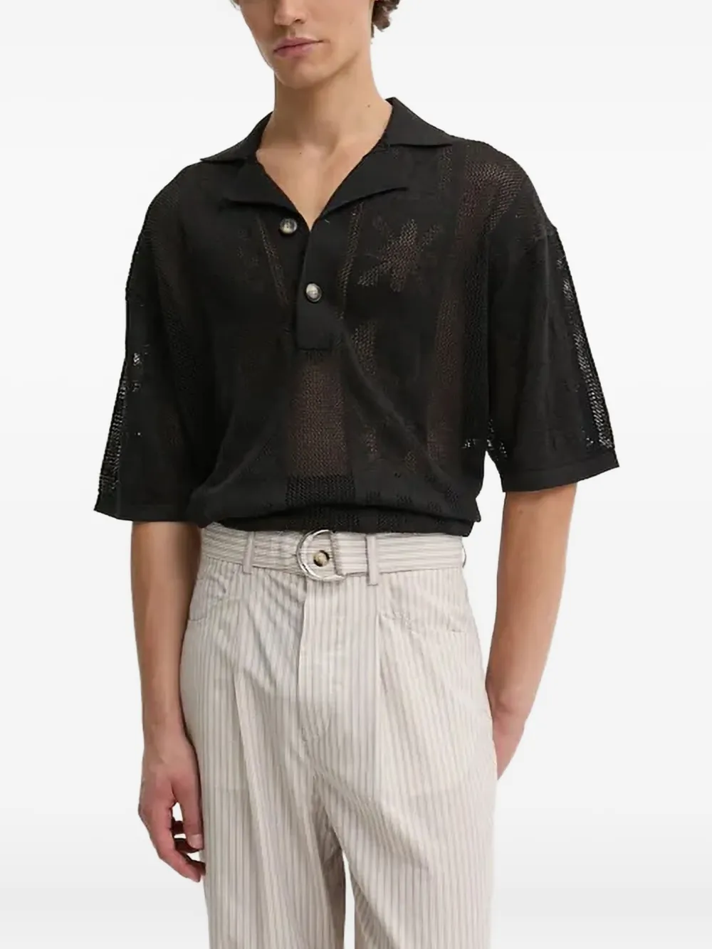Сетчатая рубашка-поло с графическим узором Nanushka, черный
Сетчатая рубашка-поло с графическим узором Nanushka, черный