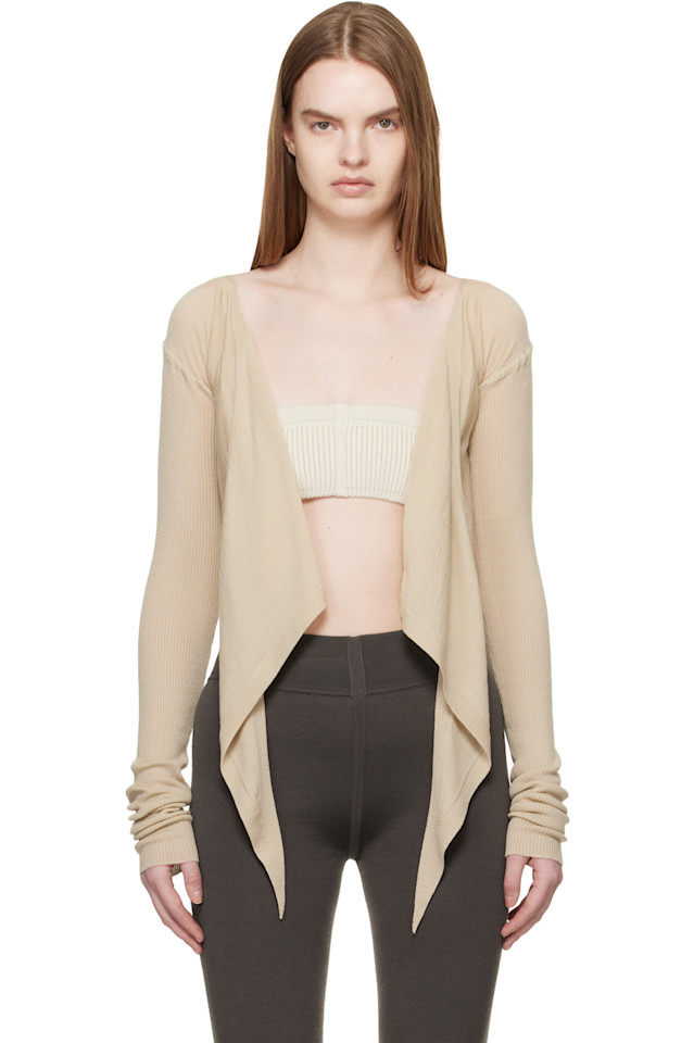 Rick Owens Бежевый укороченный топ с запахом храма
Rick Owens Бежевый укороченный топ с запахом храма