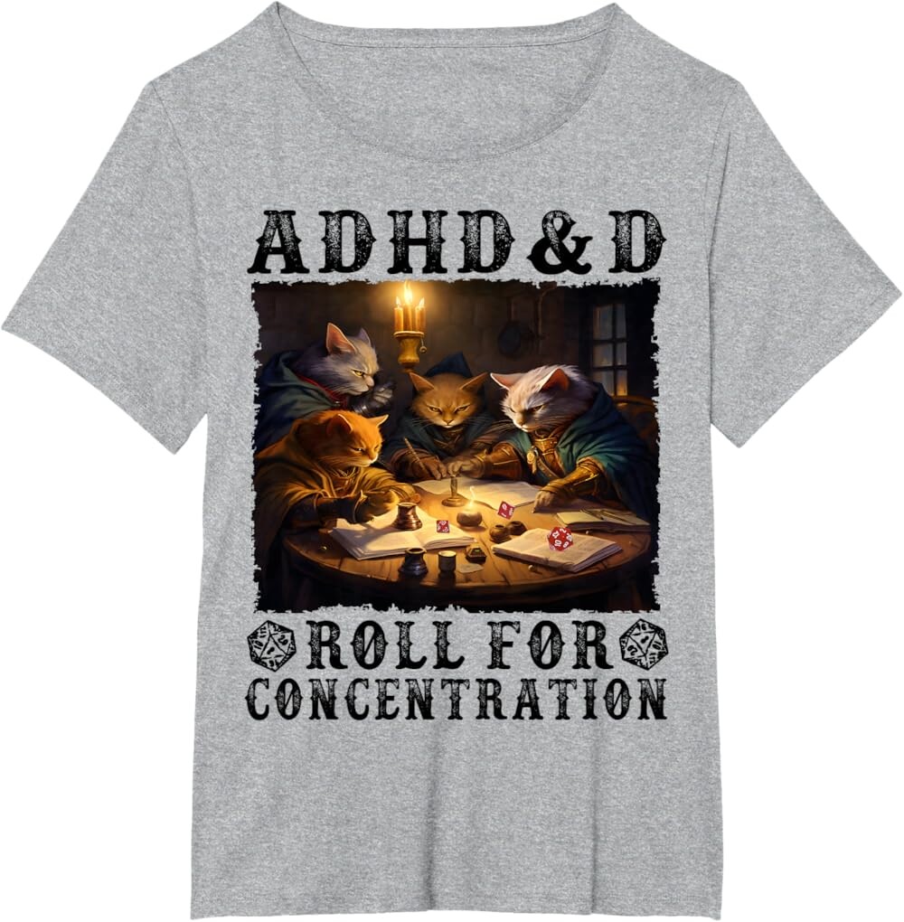 Женская футболка Funny Tees Gamer RPG Apparel Cats RPG Gamer Roll For Concentration, светло-серый
Женская футболка Funny Tees Gamer RPG Apparel Cats RPG Gamer Roll For Concentration, светло-серый