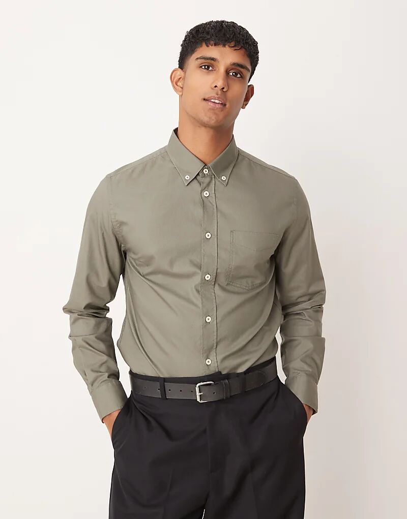 Классическая рубашка обычного кроя цвета хаки Mango
Классическая рубашка обычного кроя цвета хаки Mango