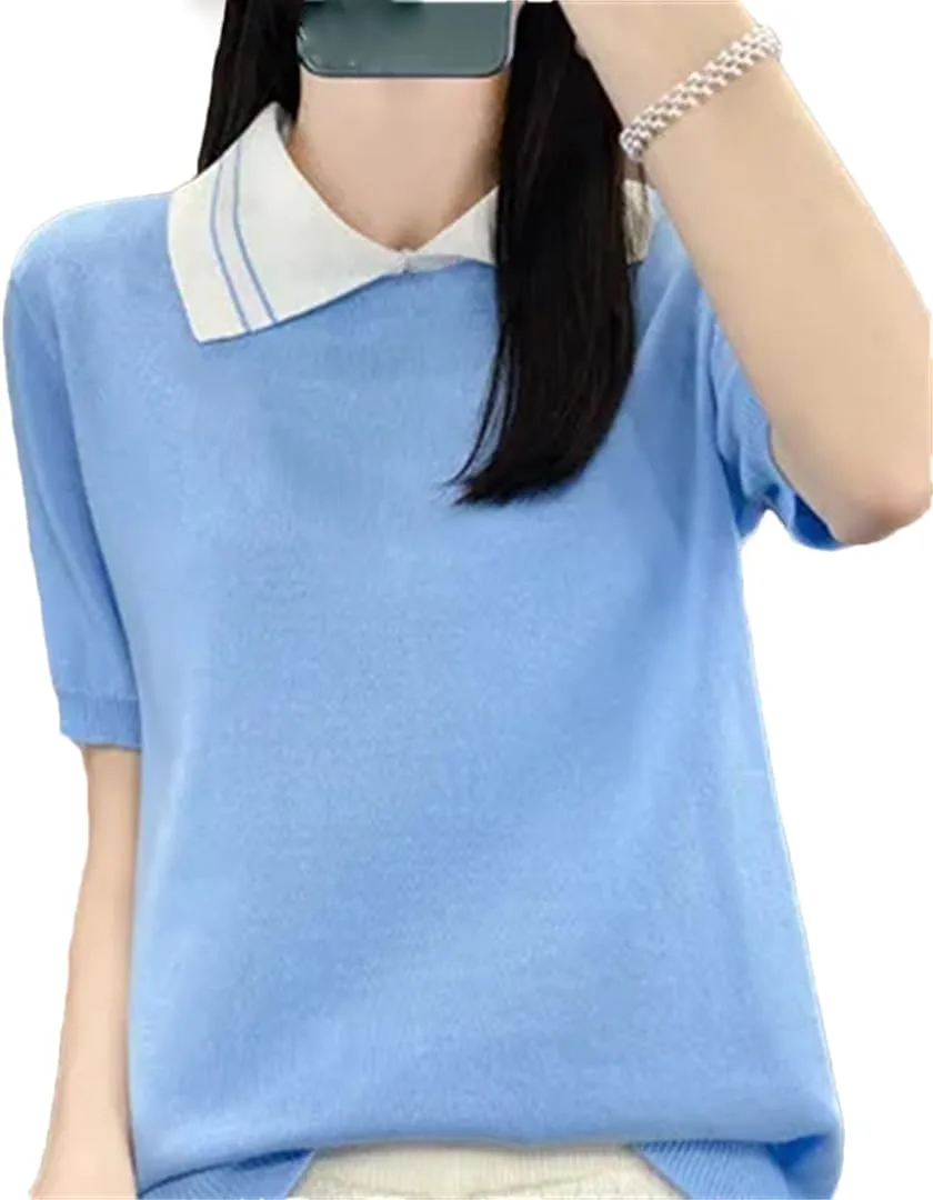 Женская шерстяная футболка с цветными блоками и отложным воротником Alloaone
Женская шерстяная футболка с цветными блоками и отложным воротником Alloaone