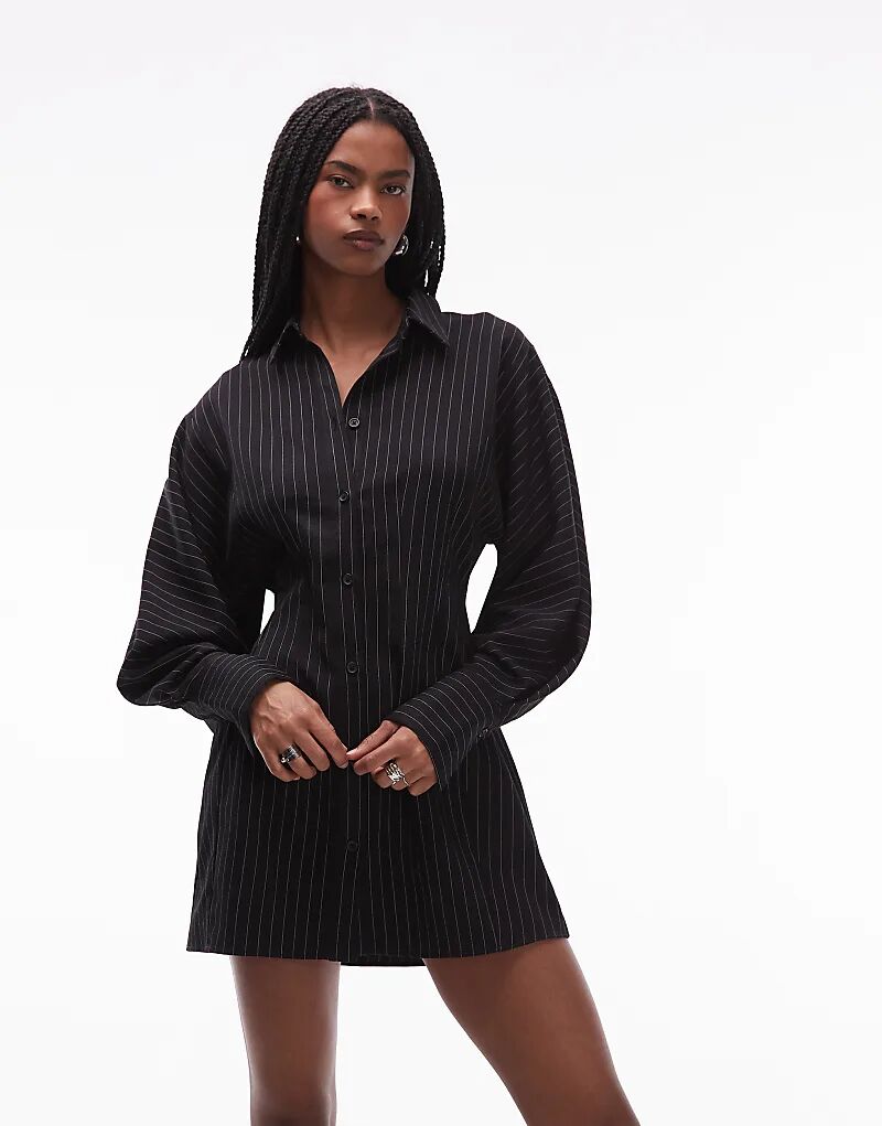 Мини-платье-рубашка ASOS DESIGN с присборенной талией в черную тонкую полоску
Мини-платье-рубашка ASOS DESIGN с присборенной талией в черную тонкую полоску