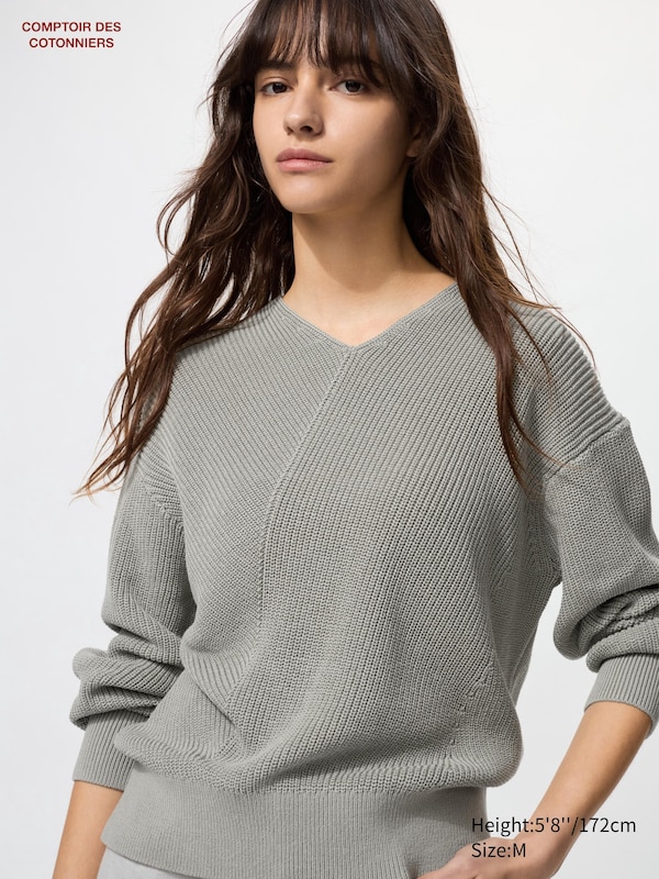 Джемпер с V-образным вырезом из хлопка с газовым наполнителем Uniqlo, серый
Джемпер с V-образным вырезом из хлопка с газовым наполнителем Uniqlo, серый