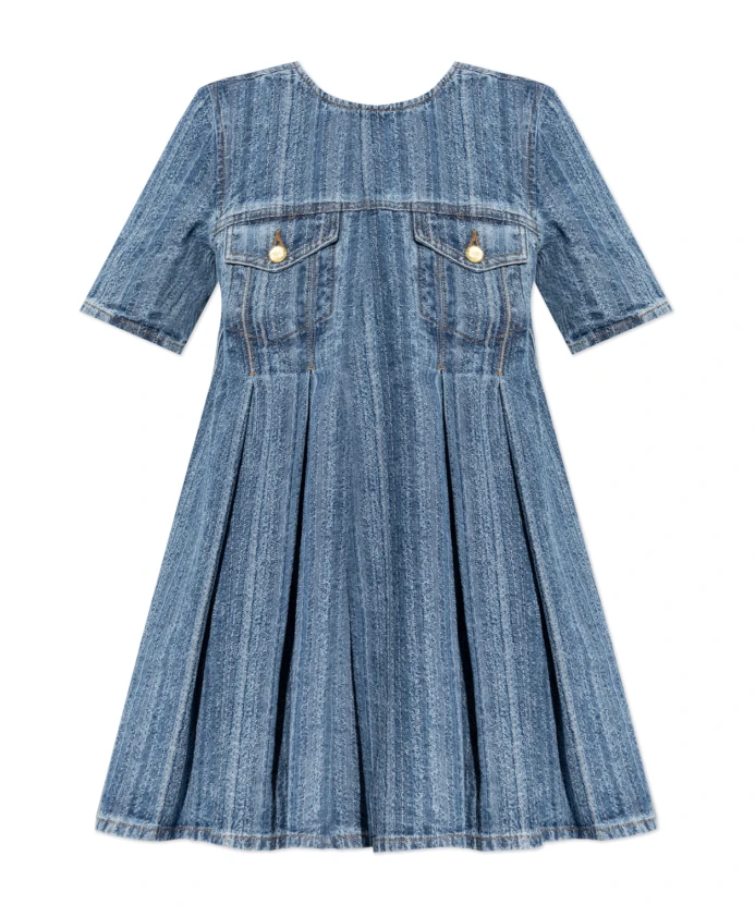 Полосатое джинсовое платье в складку Ganni, синий
Полосатое джинсовое платье в складку Ganni, синий