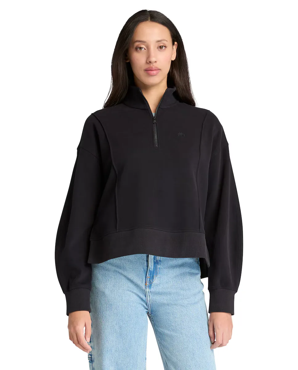 Женская махровая толстовка с застежкой-молнией на половину длины Timberland, чёрный
Женская махровая толстовка с застежкой-молнией на половину длины Timberland, чёрный