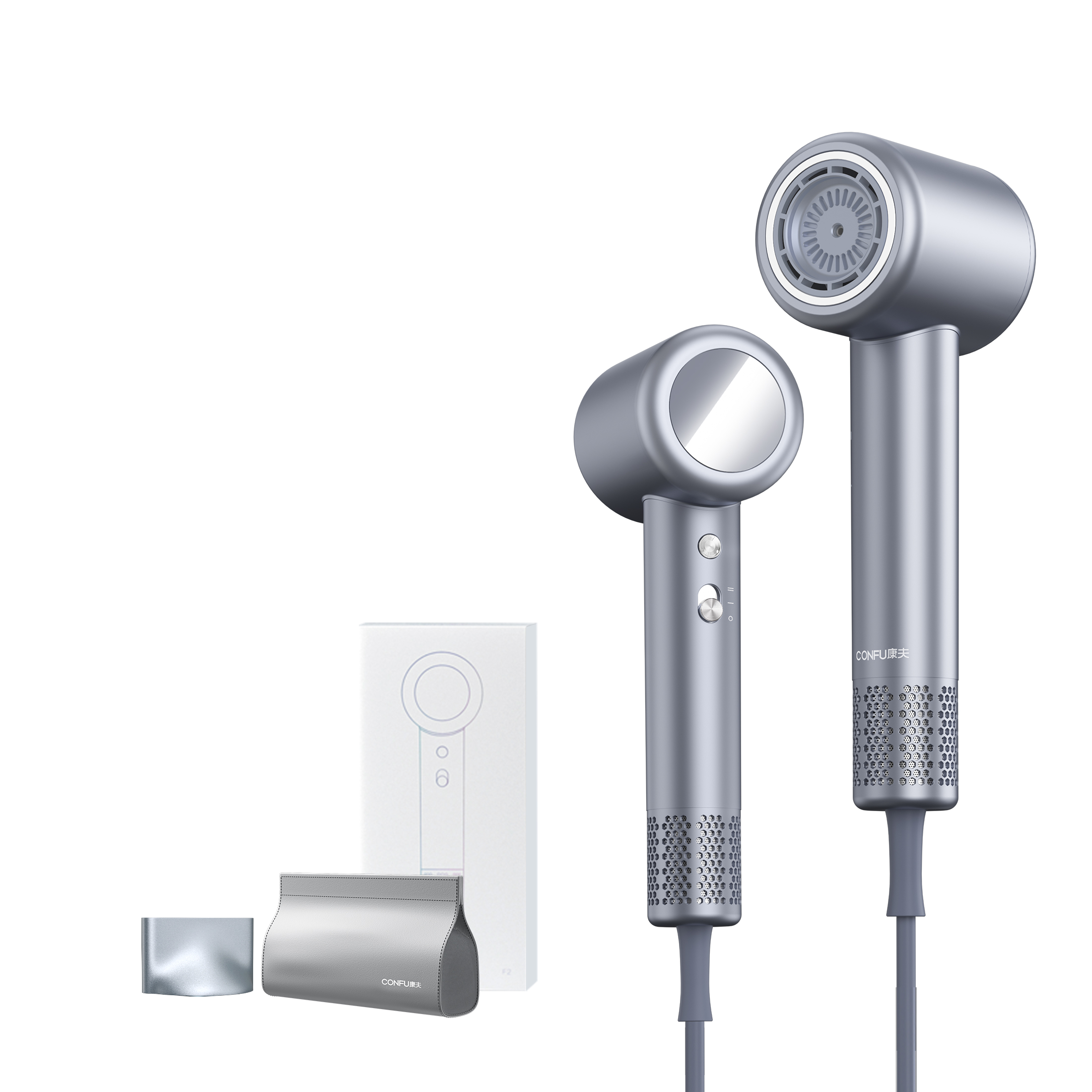 Фен для волос Confu, Silver (storage bag)
Фен для волос Confu, Silver (storage bag)