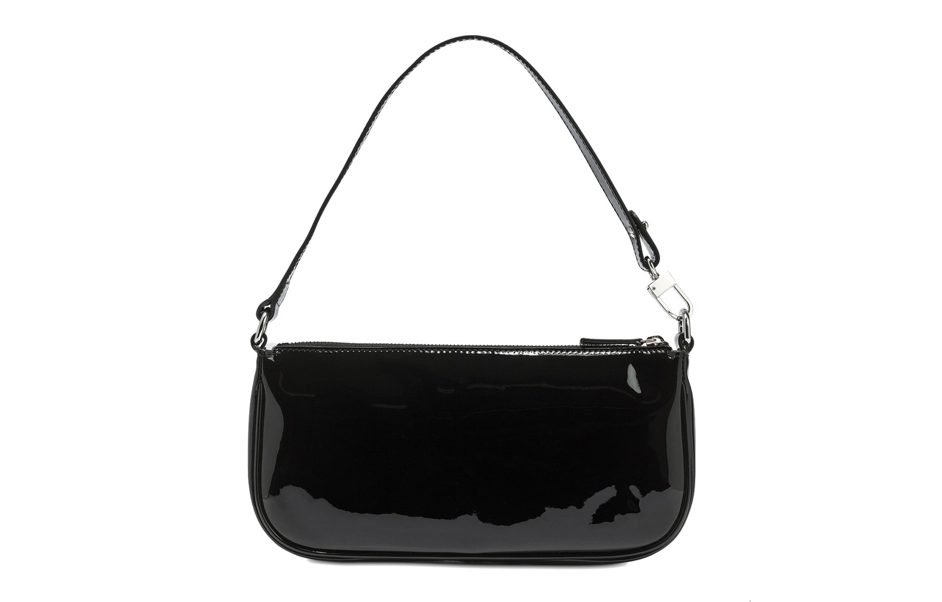 Чёрная лаковая сумка через плечо By Far
Чёрная лаковая сумка через плечо By Far
