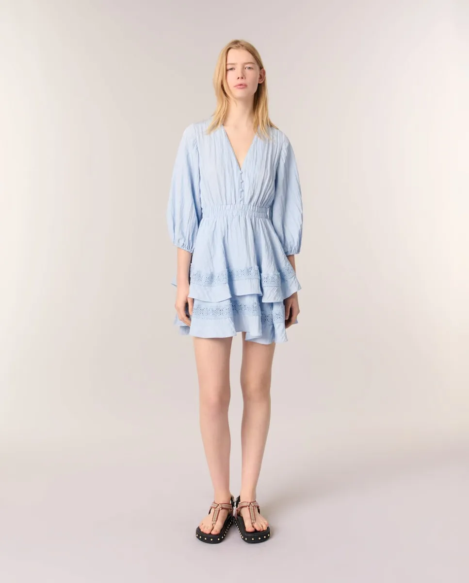 Платье с оборками и рукавами-фонариками Maje, голубой
Платье с оборками и рукавами-фонариками Maje, голубой