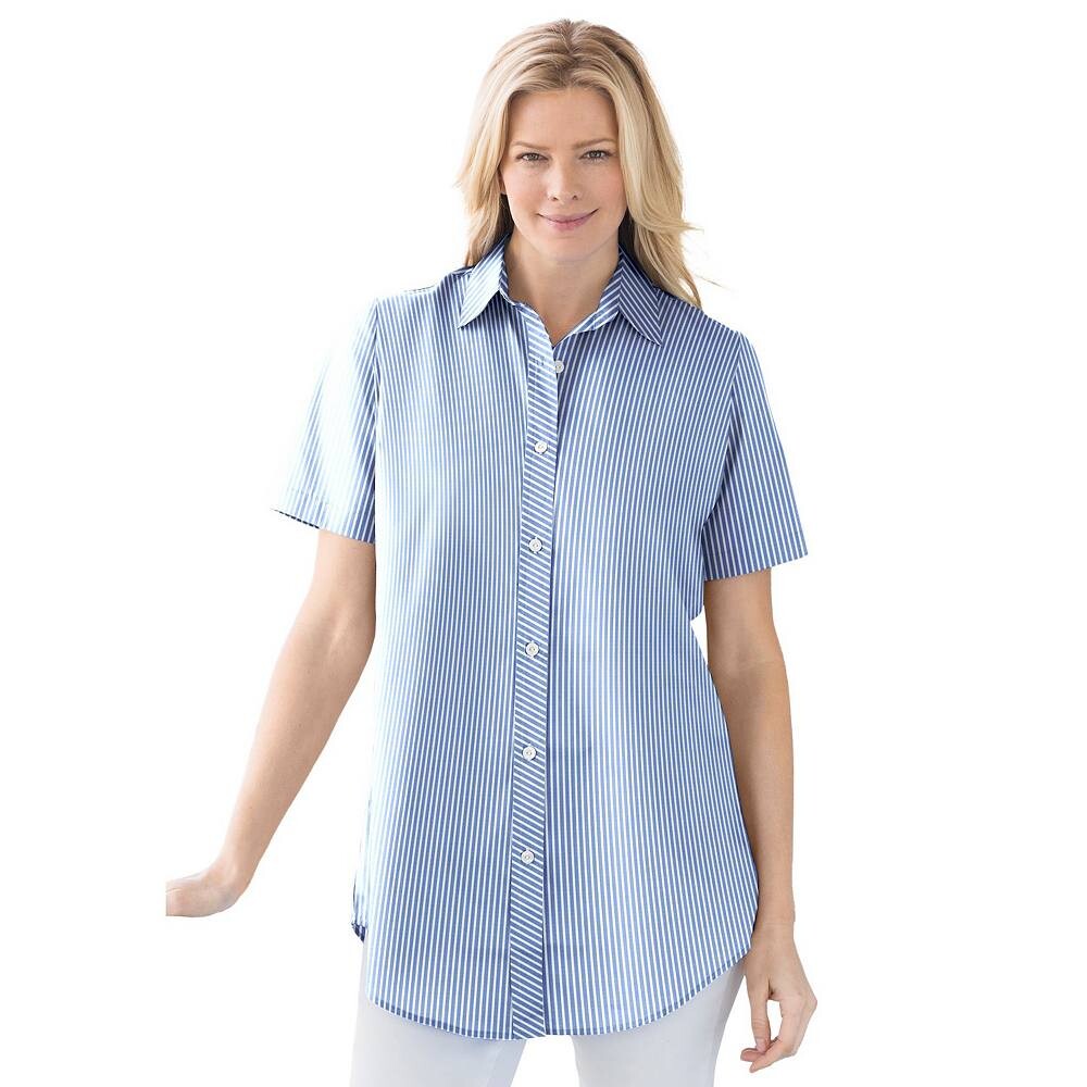Женщина в идеальной женской рубашке с коротким рукавом больших размеров Woman Within, цвет French Blue Stripe
Женщина в идеальной женской рубашке с коротким рукавом больших размеров Woman Within, цвет French Blue Stripe