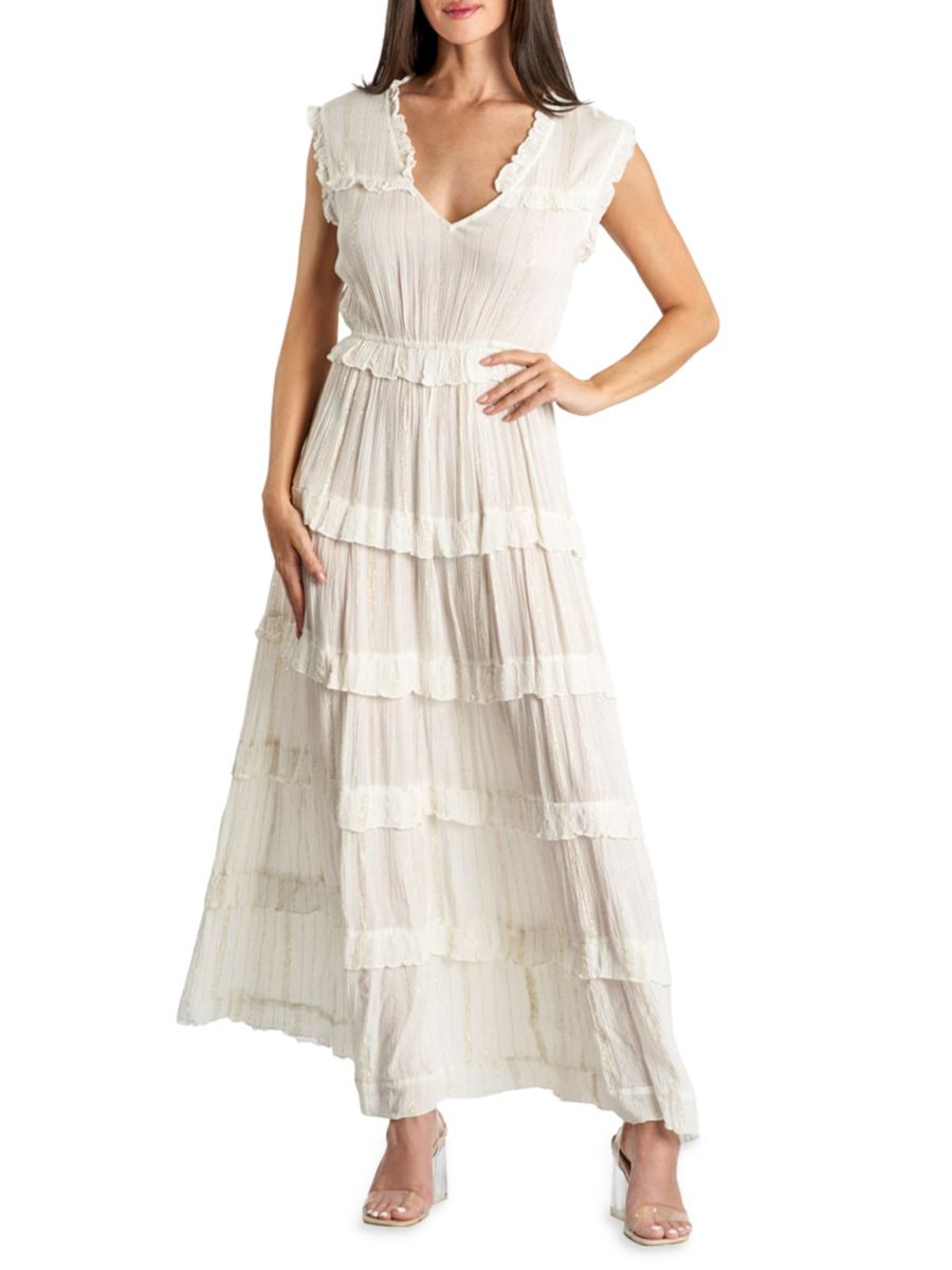 Платье макси с оборками и многоуровневым лифом La Moda Clothing, белый
Платье макси с оборками и многоуровневым лифом La Moda Clothing, белый