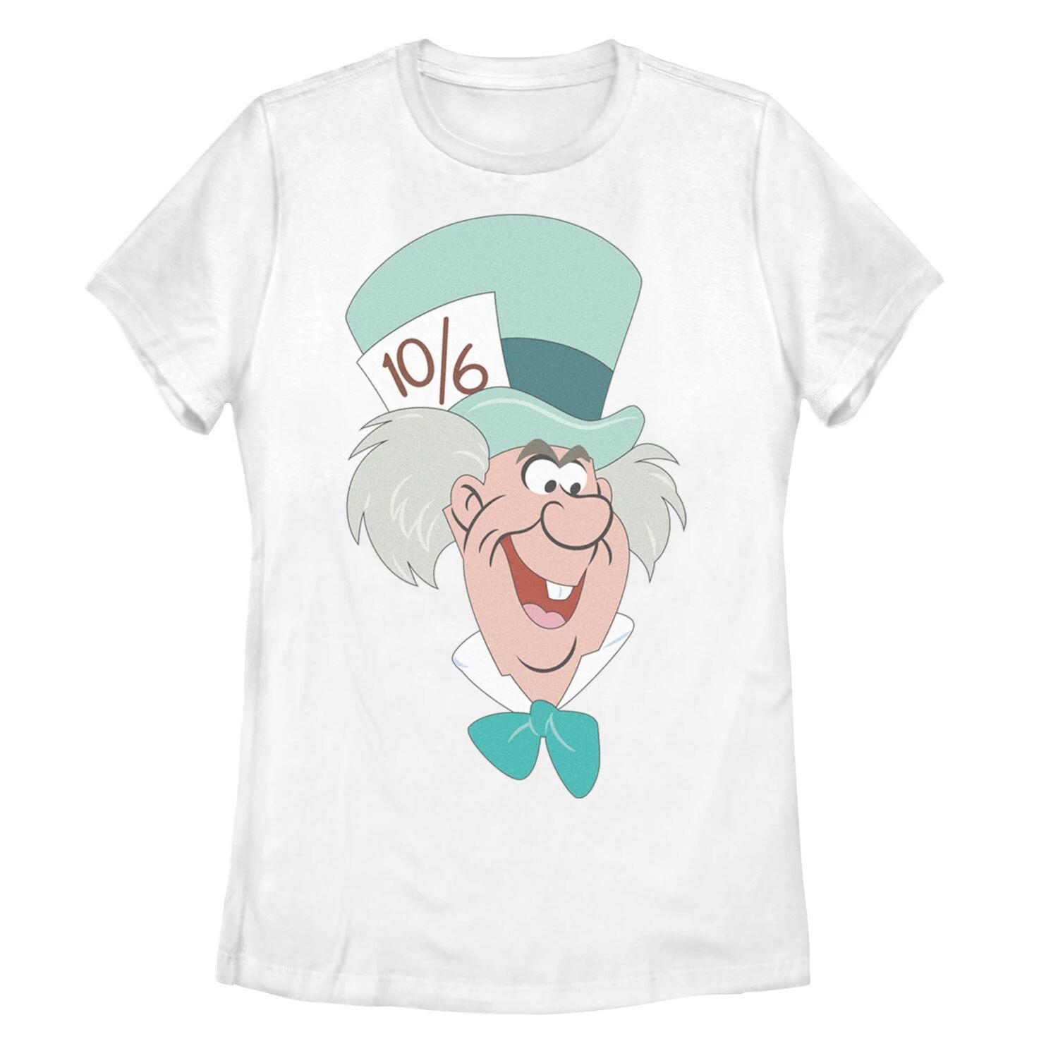 Футболка с большим лицом для юниоров Disney's «Алиса в стране чудес» Безумный Шляпник Licensed Character, белый