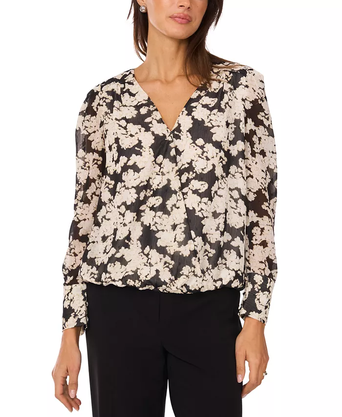 Женский топ с длинными рукавами и эффектом запаха Vince Camuto, черный
Женский топ с длинными рукавами и эффектом запаха Vince Camuto, черный