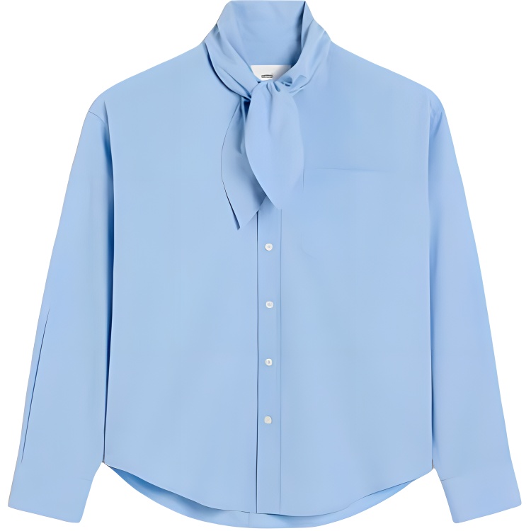 Рубашка с воротником-шарфом из хлопка AMIPARIS, синий
Рубашка с воротником-шарфом из хлопка AMIPARIS, синий