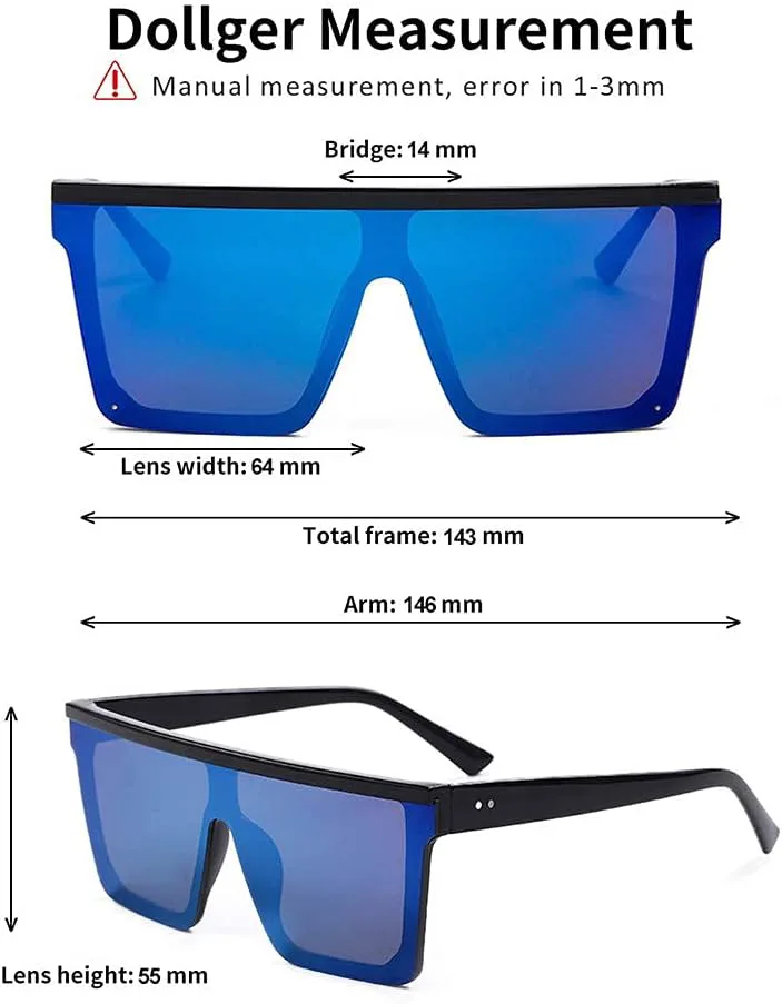 Солнцезащитные очки Dollger Square Oversized для женщин и мужчин, модные, с плоской верхней частью, в большой черной оправе, Black Frame Mirror Blue Lens
Солнцезащитные очки Dollger Square Oversized для женщин и мужчин, модные, с плоской верхней частью, в большой черной оправе, Black Frame Mirror Blue Lens