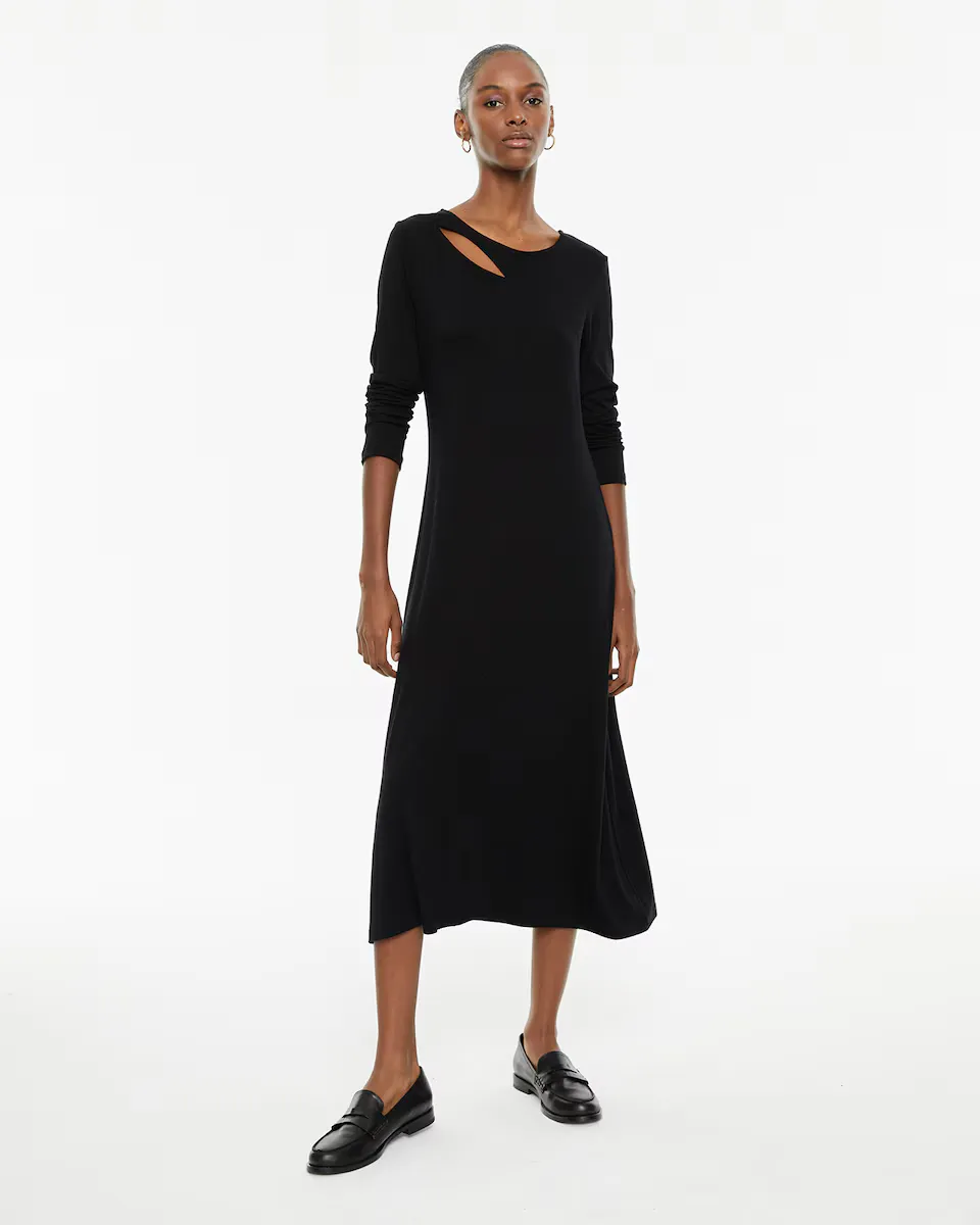 Платье миди с длинными рукавами и вырезом в вырезе на вырезе System Action, чёрный
Платье миди с длинными рукавами и вырезом в вырезе на вырезе System Action, чёрный