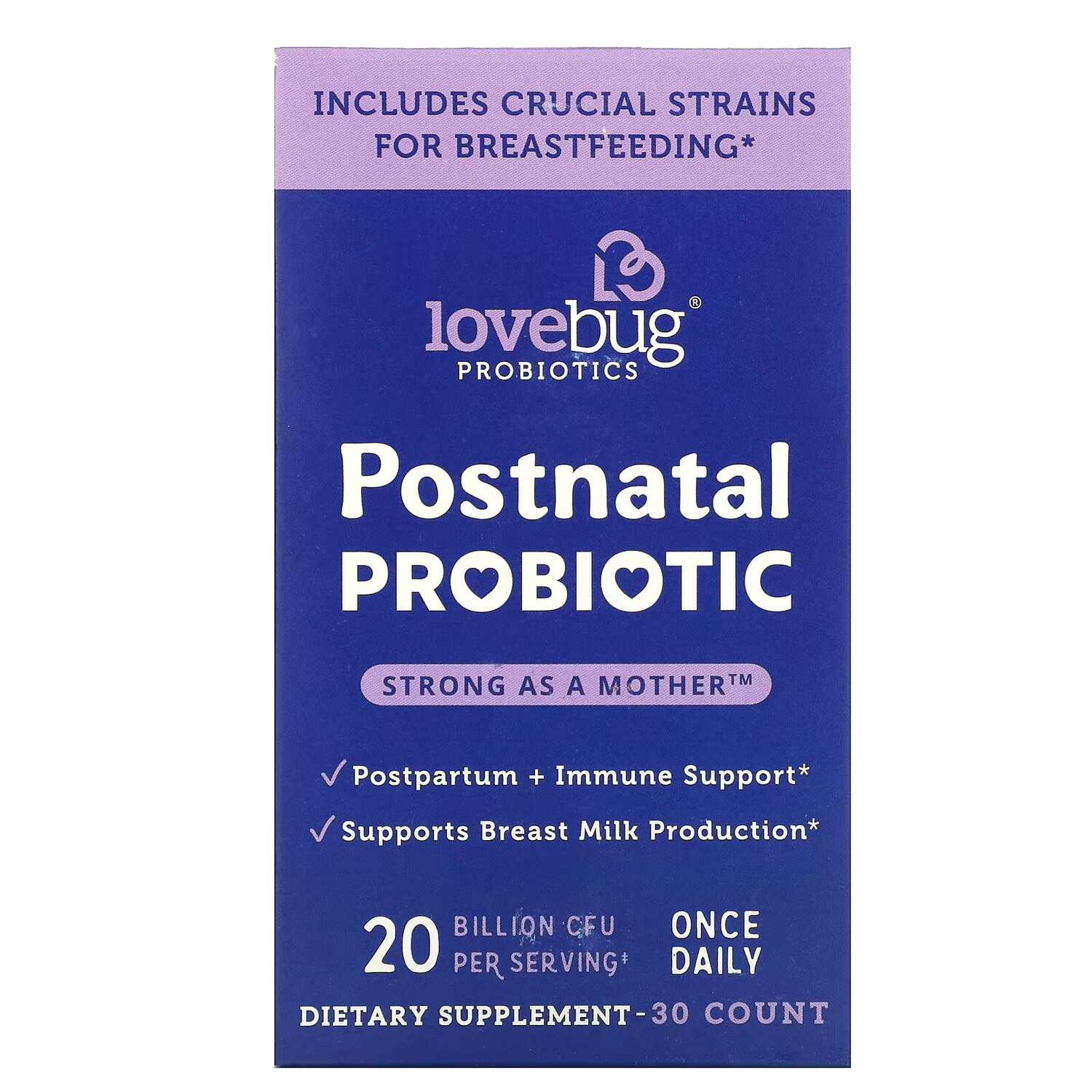 LoveBug Probiotics, пробиотик для послеродового периода, 20 млрд КОЕ, 30 капсул
LoveBug Probiotics, пробиотик для послеродового периода, 20 млрд КОЕ, 30 капсул