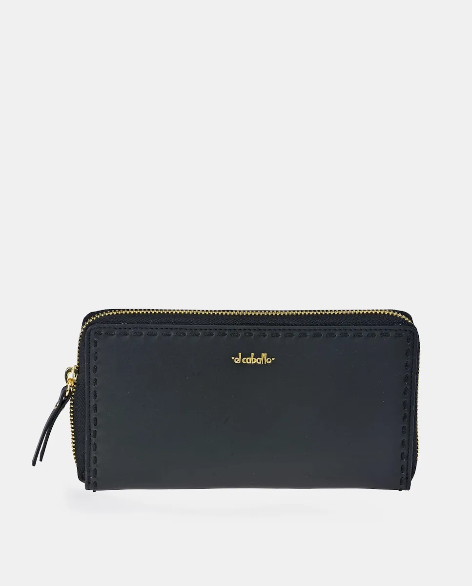Большой кошелек с молнией, изготовленный из кожи напа El Caballo, черный
Большой кошелек с молнией, изготовленный из кожи напа El Caballo, черный