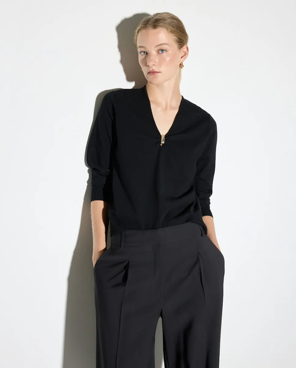 Женский джемпер с V-образным вырезом Woman El Corte Inglés, черный
Женский джемпер с V-образным вырезом Woman El Corte Inglés, черный